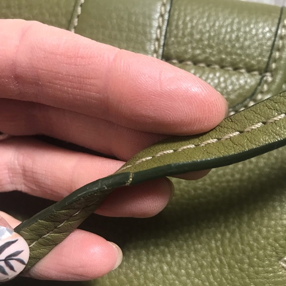 Banana Republic Olive Grass Green Leather Wristlet Clutch Mini Purse - Picture 8 of 14